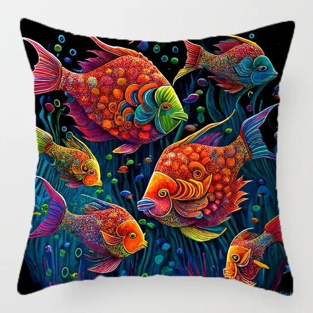 Marine Life Tropical Sea Colourful Fish Velvet Touch 18" Cushion Cover £7.99Each