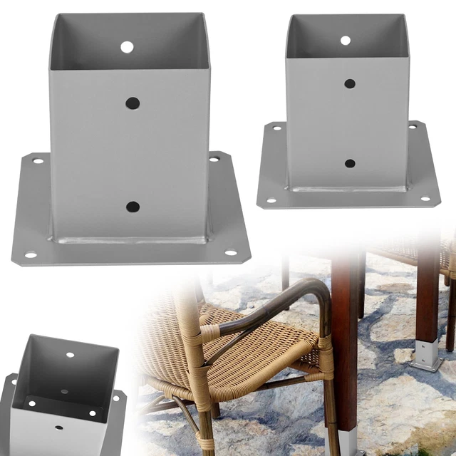 Winkelfußplatte 300mm Anthrazit - Pfostenschuh Für Doppelstabmattenzaun Auf L-Steinen