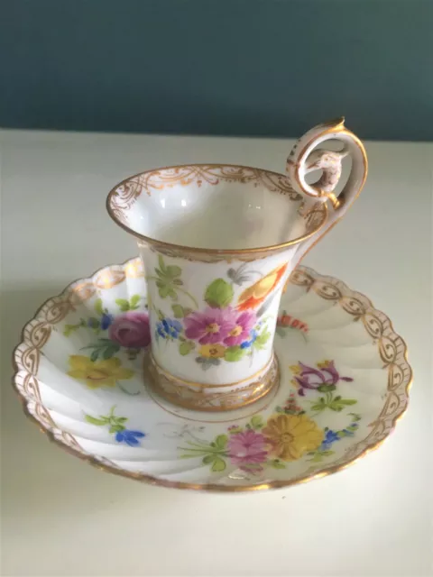 Rare Superbe Ancienne Tasse + Sous Tasse En Porcelaine De Saxe