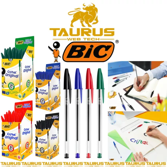 Bic Cristal Original, Ballpoint Pens, Every-Day Biro Pens with Fine Point  (0.8 mm), Ideal for School and Office, Black, Pack of 50
