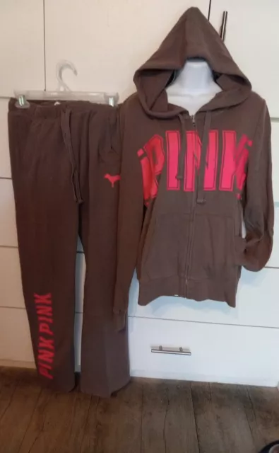 Victoria's Secret Pink Hoodie SweatshirtL BOYFRIEND PANTS XS OVERSUZED SET