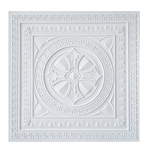 Peel and Stick Ceiling Tiles Easy to Install PVC Panels PL01 White matte 10Pcs