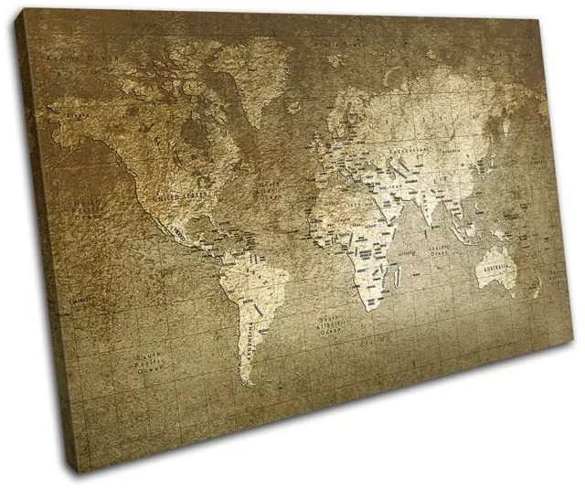 Old World Map Atlas Globe Abstract Grunge Canvas Art Picture Print Photo