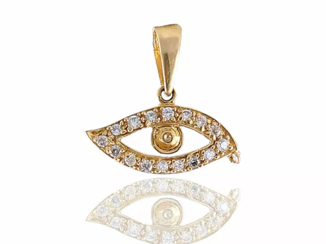 Pave 0,35 Cts Rond Brillante Couper Diamants Oeil Pendentif En 585 Solide 14K Or