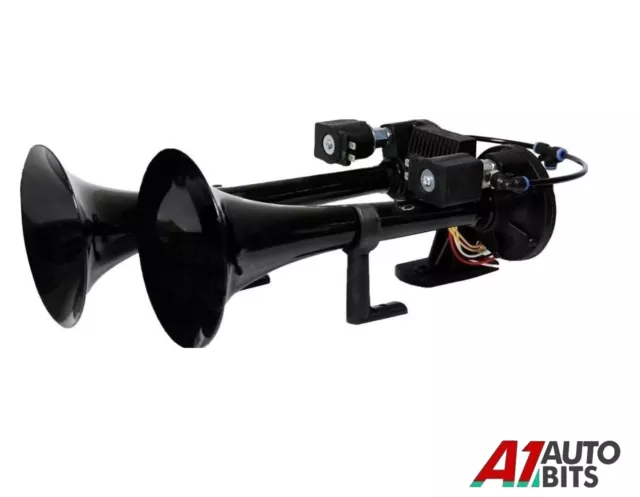 Truck Air Horn | 34cm HGV Chrome Trumpet Air Horn | 24v