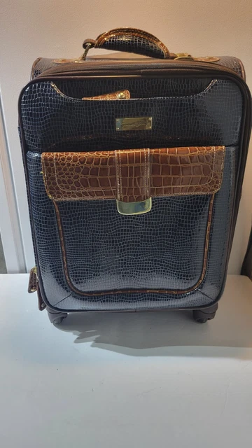 Samantha Brown Classic Navy Blue Croc 22" Spinner Wheeled Luggage Suitcase