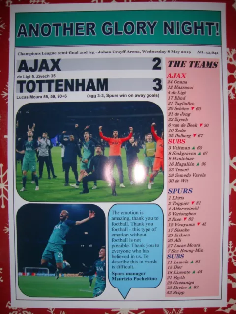 Ajax 2 Tottenham Hotspur 3 - 2019 Champions League semi-final - souvenir print