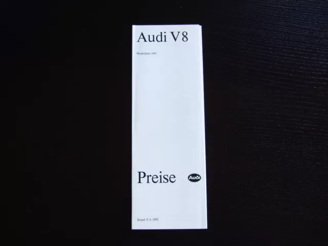 Prospekt AUDI V8 Preisliste · 06.1992