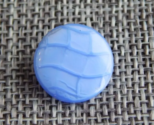 Antique Vtg Blue Glass Dug Button Design Under Glass "Dig"~Aprx: 5/8"~#600-C