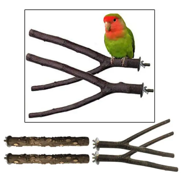 4x Naturholz Papagei Vogelständer Ast Spielzeug Barsch Klettern Schleifen N6H0