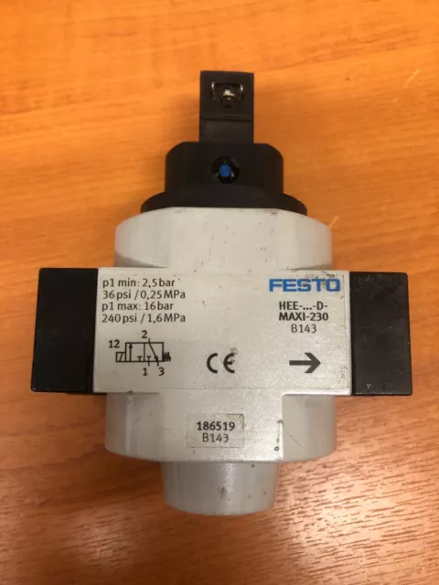 186519 Festo Valvola di Spegnimento Valvola Cancello Pistone Bobina Solenoide HEE-1/2-D-MAXI-230
