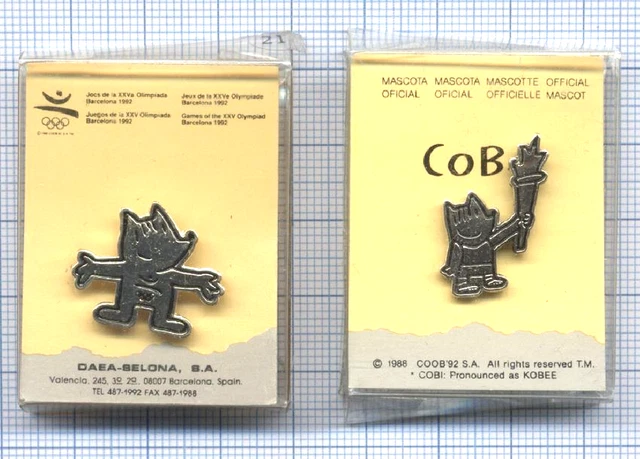 Pin's Jeux Olympiques Barcelone 1992 - Mascotte Cobi Haltérophile, édition Officielle