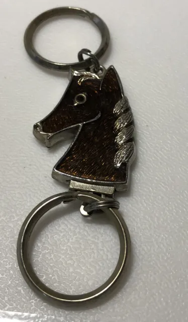 Vintage Horse Animal Farm Riding Equestrian Rider Mane Keychain Key Ring Chain