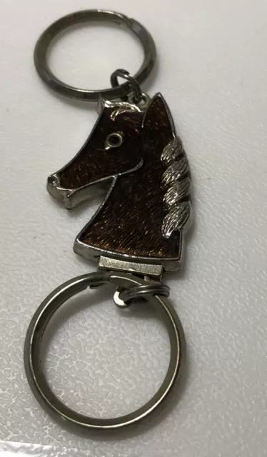 Vintage Horse Animal Farm Riding Equestrian Rider Mane Keychain Key Ring Chain