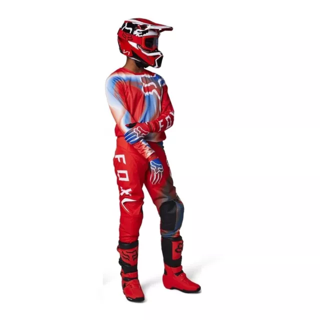 Motocross Kit FOX 180 Toxsyk MX Pantalon Avec Chemise, Cross Jersey Rouge