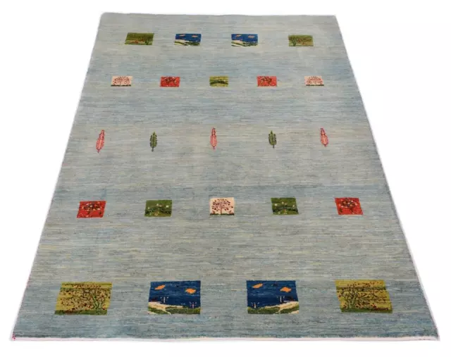 Alfombra Persa Gabbeh Loribaft Qashqai 232 X 138CM Moderno Anudada a Mano Azul