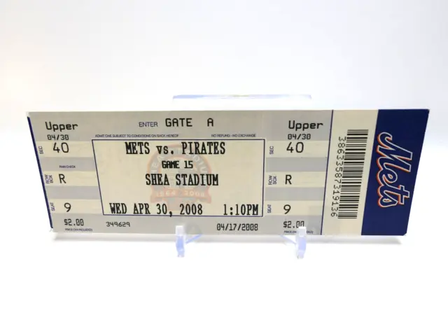 2008 Mets VS PIRATES / Shea Stadium unused ticket stub [Shea Memorial logo] 4/30