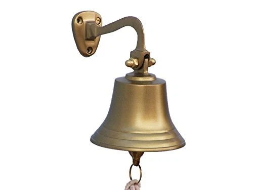 3xglass-101 Hanging Ship's 6" Bell-Nautical Decor 6 inch Antique Brass
