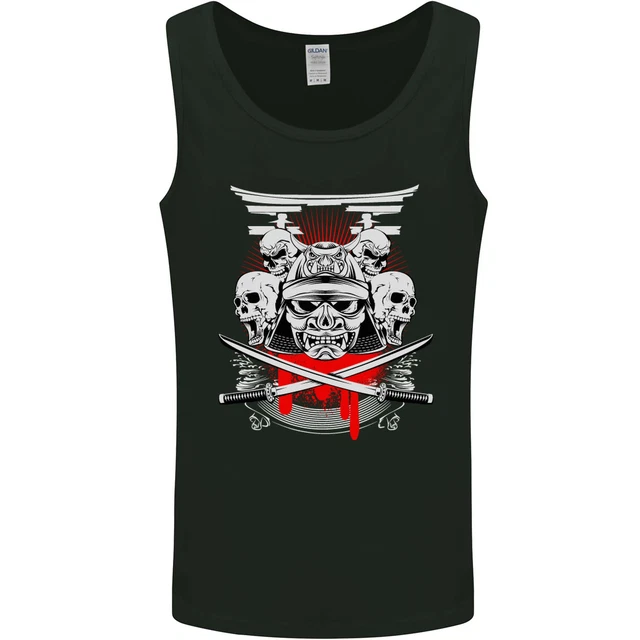 Gilet canotta da uomo Samurai Skulls Giappone arti marziali MMA