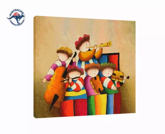 J. Roybal Repro Canvas Oil Painting Of Children Band Hand Painted (No Frame)