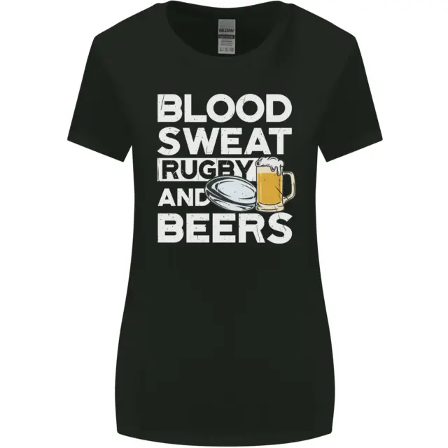 Blood Sweat Rugby and Beers Funny Womens Wider Cut T-Shirt