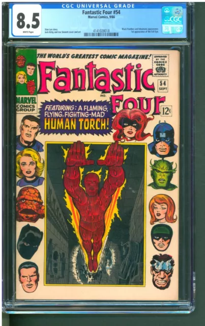 Fantastic Four #54  Cgc 8.5 Vf+  Bright White Pages!  Original Owner!
