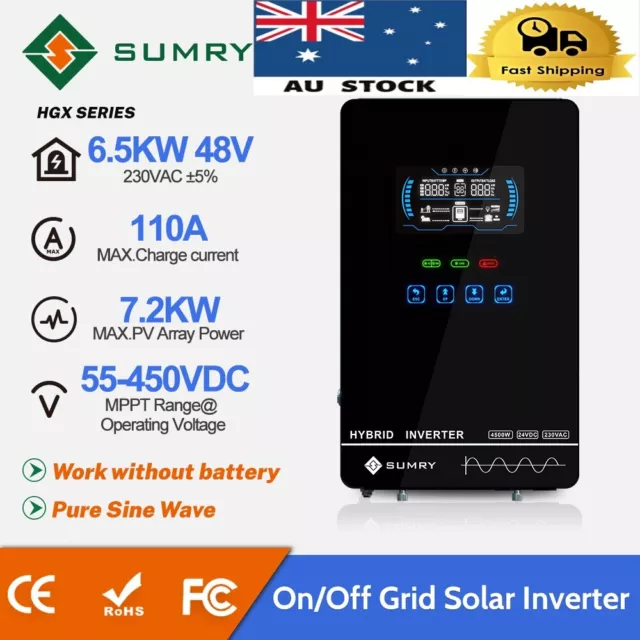 4.5KW 6.5KW Hybrid Solar Inverter Charger MPPT On/Off Grid Inverter Controller