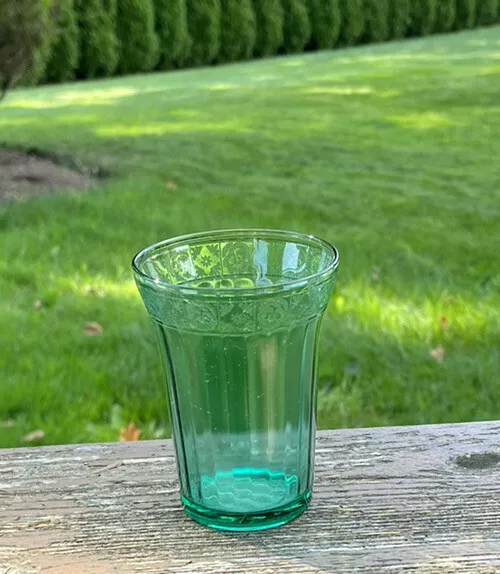 Vintage Jeannette Ultramarine Doric & Pansy Tumbler 9 Ounces Depression Glass