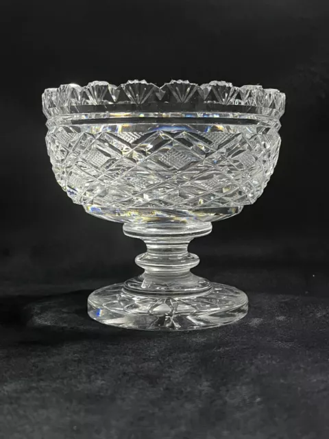 Waterford Crystal Georgian Strawberry Master Cutter Footed Sugar / Candy Bowl