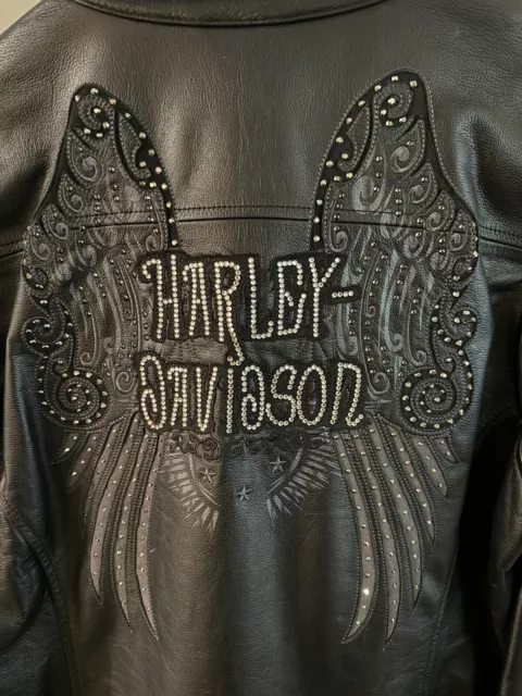 Harley Davidson Genuine Leather Rhinestone Jacket Women’s Size XL Riding Gear