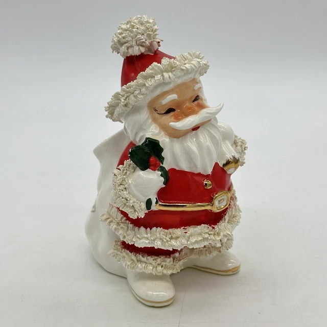 Vintage Napco Spaghetti Santa Planter Candy Jar Ceramic Made In Japan 6.5” MZ267