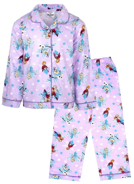 Frozen - Kids Pyjamas - Pink Button Down Pyjamas Featuring Elsa, Anna, & Olaf