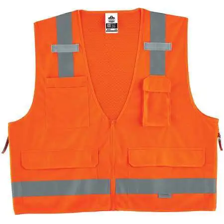 ERGODYNE 8250Z Orange Type R Class 2 Surveyors Vest,S/