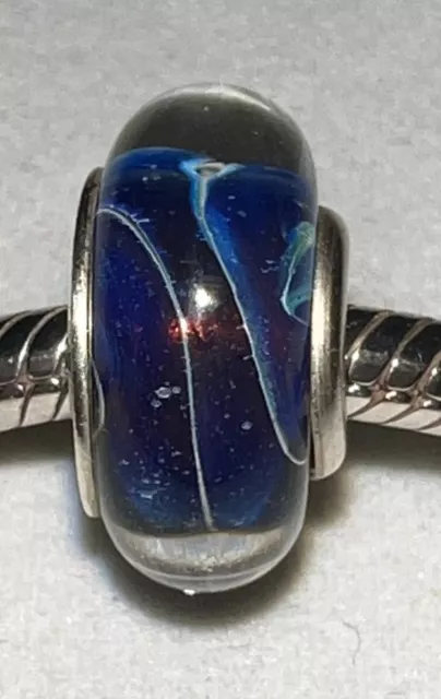 Authentic Chamilia Emerald Glitter Ob-173 Murano Glass Sterling Silver Bead New