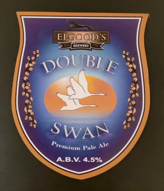 Elgoods Brewery Double Swan Pale Ale Beer Pump Handle Clip Badge 4.5 % Abv Eb Ds