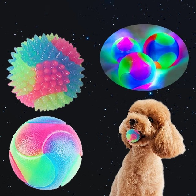 LIGHT DOG BALLS Flashing Elastic Ball Glow in the Dark NE Toys W