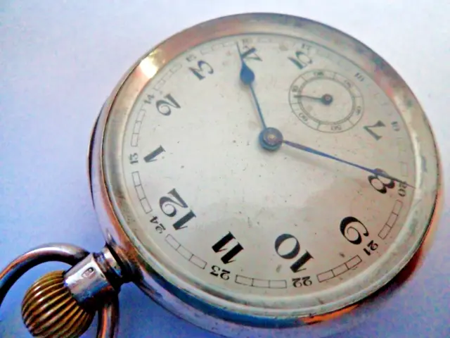 Antique 1908 Hi Grade 15 Jewels Silver Pocket Watch,Rare Painted Movement.