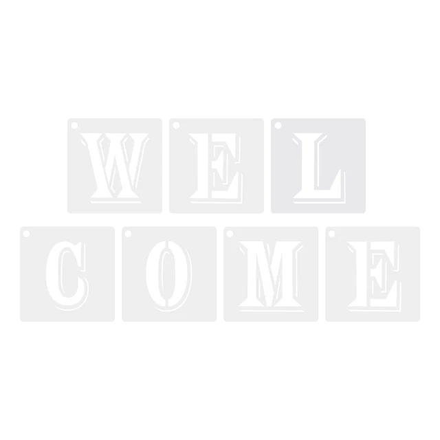 4.5" 7 Paquete Plantillas Letras BIENVENIDO a Pintura Dibujo Blanco