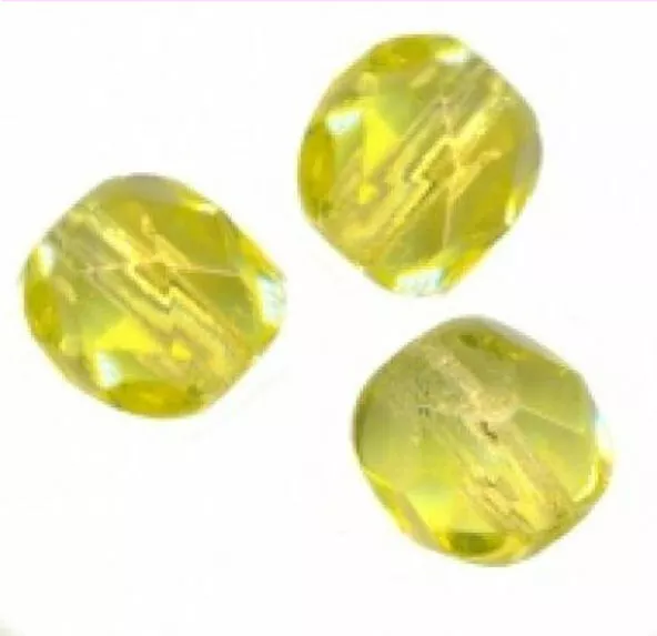 200  PERLES FACETTES DE BOHEME  4 mm JONQUIL AB