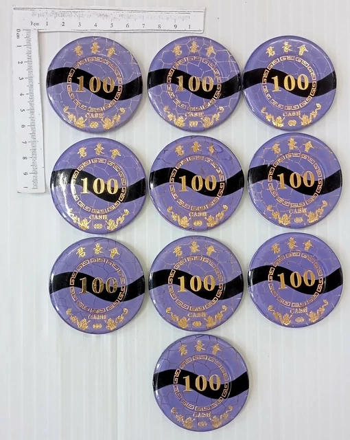 AOP China Gambling Ship SOVEREIGN CLUB $100 Casino Chips x 10