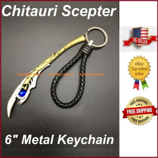 Marvel Avengers Loki Chitauri Scepter Keychain Metal Keyring Infinity Cosplay