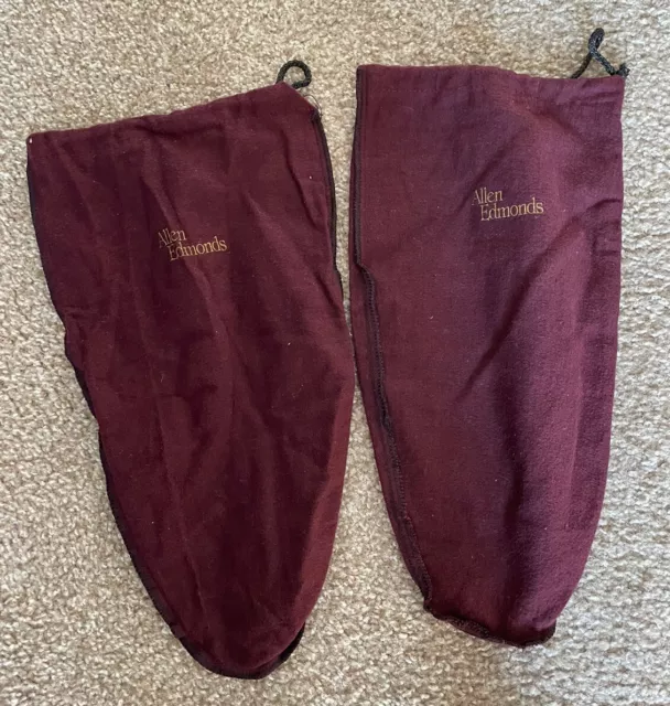 Allen Edmonds Cloth Burgundy Drawstring Shoe Bags Dust Covers Set Of 2