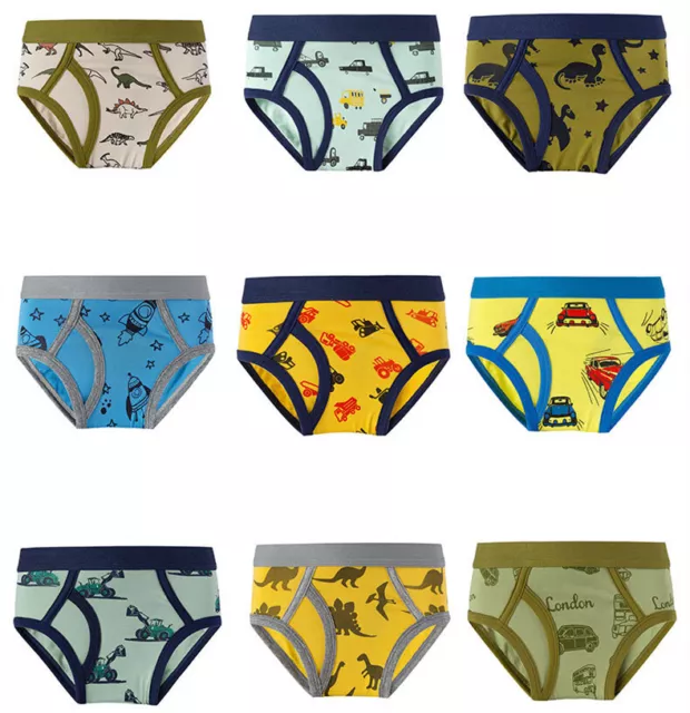 Boys Underwear Dinosaur Briefs Trunks Shorts 3 Pack Kids Cotton 2-12 Years