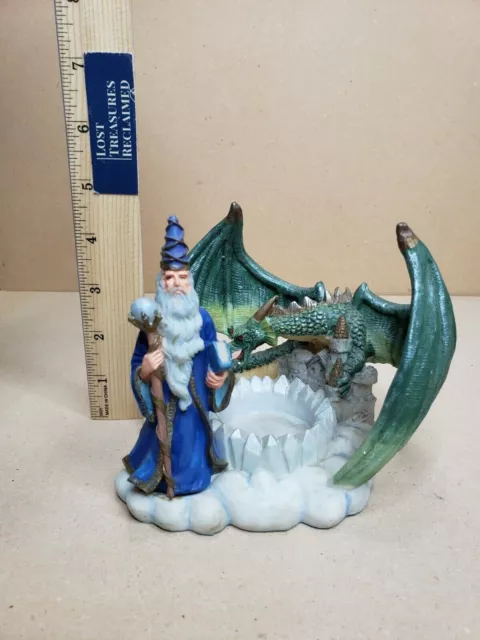 Wizard Dragon Castle Oil Tealight Candle Warmer Holder Mystical Figure