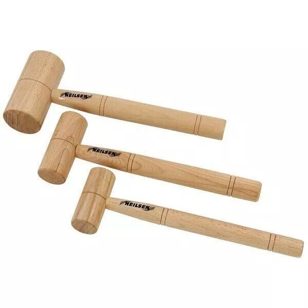 3pc WOODEN MALLET SET CARPENTERS CARVING CHISEL CHISELING PUNCHES HAMMER NEW