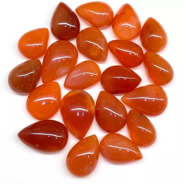 183.75 Cts/20 Pcs Natural Carnelian Pear Cabochon Loose Gemstones Wholesale Lot