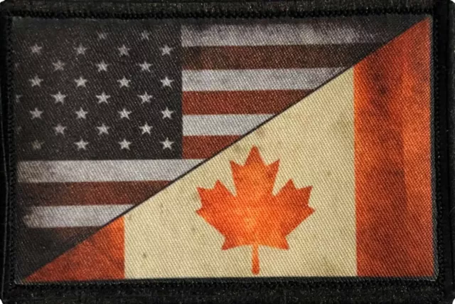 Distressed Canadian / USA Flag  Morale Patch Tactical Military Army Hook Badge