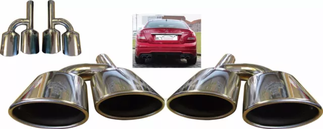 Quad Oval Chrome Exhaust Pipe Tips Muffler Tips For Mercedes  C63 AMG Saloon