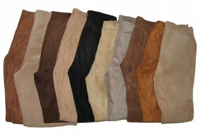 10 Getr. Donne- Pantaloni IN Pelle (N) Diverse Misure, Grassottelle Scamosciata