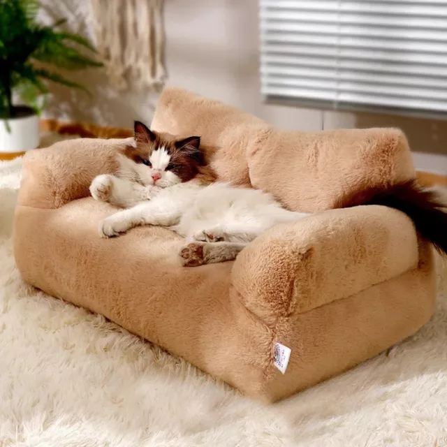 Pet Couch Bed Washable Cat Beds Fluffy Cat Sofa for Medium Small Dogs Non-Slip